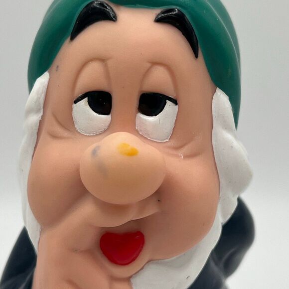 Vintage Snow White & The 7 Dwarfs Sneezy and Sleepy Rubber Squeaky 6” Toys Figur - Picture 12 of 13